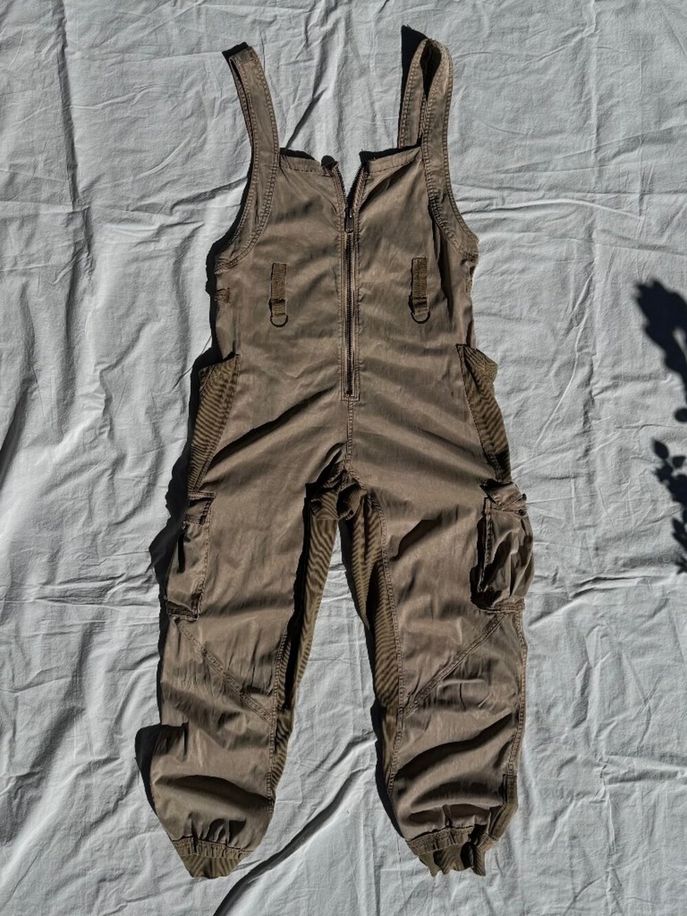 Free People Movement Fast Track Onesie Hand-Dyed Khaki/Beige Org. Sandshell Sz S